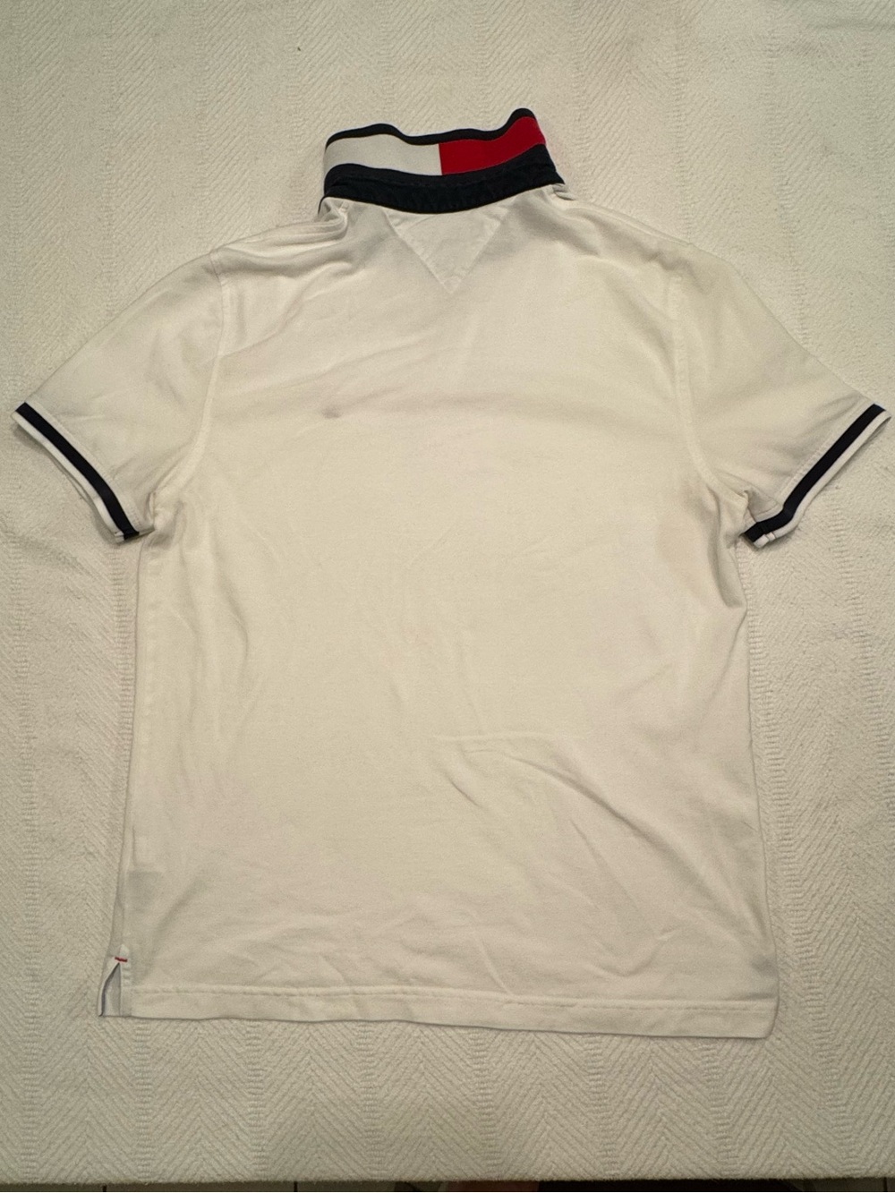 Tommy Hilfiger White Polo with Navy Stripe Accents - Picture 5 of 7